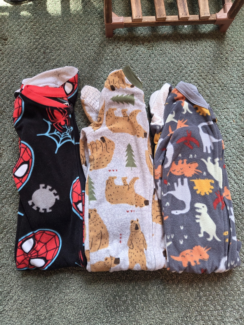 Kids' Fleece Footie Pajamas - Spiderman, Bears & Dinosaurs